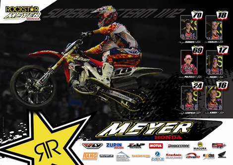 Das Rockstar Meyer Honda Racing Teamposter erhaltet ihr im Fahrerlager.