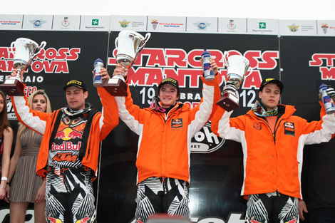 Die Top 3 in der Klasse MX2: Jeremy Van Horebeek, Gesamtsieger Jeffrey Herlings und KTM-Neuzugang Jordi Tixier