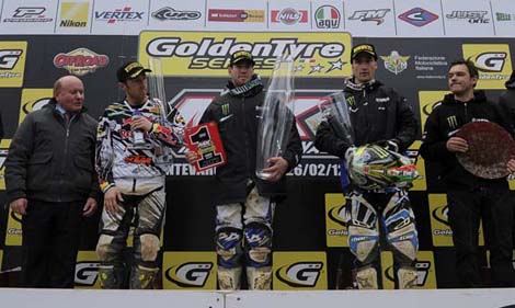 Die Top 3 der MX1-Klasse: Antonio Cairoli, Laufsieger Steven Frossard und David Philippaerts