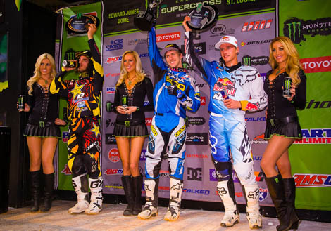 Die Top 3 von St. Louis: Blake Wharton, Justin Barcia und Ken Roczen.