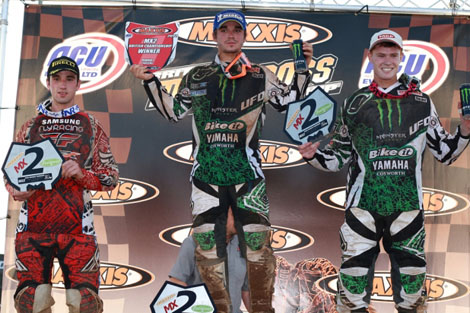 Die Top 3 der MX2-Klasse: Zach Osborne (Tagessieg), Mel Pocock und Graeme Irwin