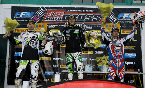 Die Top 3 der MX1-Klasse: Gregory Aranda, Tagessieger Sebastien Pourcel und Cedric Soubeyras 