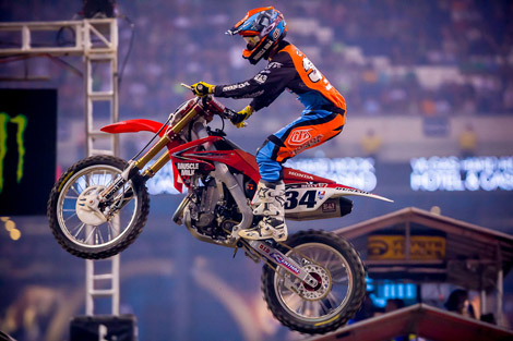 Cole Seely in Indianapolis bei seinem vorerst letzten Einsatz in der Supercross-Klasse.