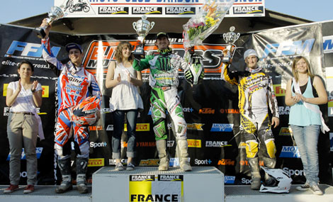 Die Top 3 der MX1- und Elite-Wertungen: Cedric Soubeyras, Sebastien Pourcel und Gregory Aranda