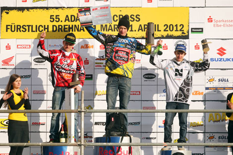 Tagespodium der Youngster-Kategorie mit Ron Noffz, Donny Bastemeijer und Jeremy Seewer