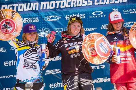 Die Top 3 der Damen-Klasse: Ashley Fiolek, Jessica Patterson und Tarah Gieger.