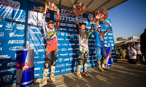Die Top 3 in der 250er Klasse: Justin Barcia, Blake Baggett und Ken Roczen.