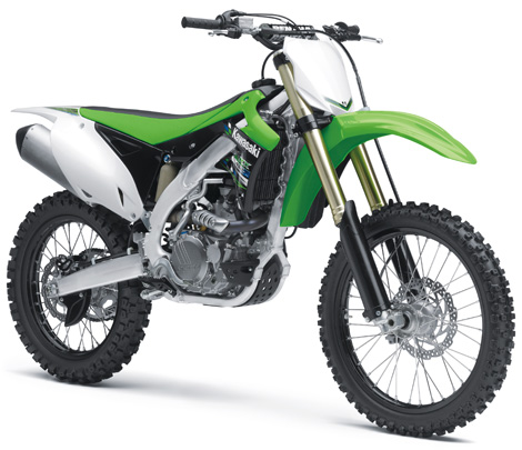 Die KX450F: Druckluftkartuschen in jedem Gabelholm ersetzen die herkömmlichen Federn.