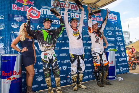 Die Top 3 des Tages in der 250er Klasse: Ken Roczen stand zum zweiten Mal in Folge auf dem Podium.