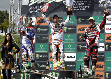 Die Top 3 in der Königsklasse: Christophe Pourcel, Tagessieger Antonio Cairoli und Gautoer Paulin.