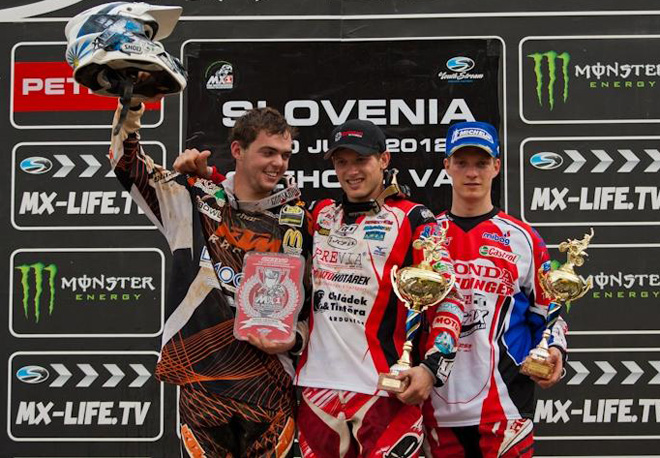 Die Top 3 des Tages in der MX3-Klasse: Tabellenleader Matthias Walkner, Tagessieger Klemen Gercar und Günter Schmidinger.