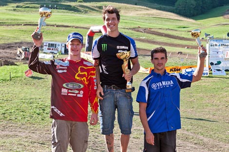 Die Top 3 der Open-Tageswertung: Alain Schafer (2.), Tagessieger Arnaud Tonus und Romain Billerey (3.)