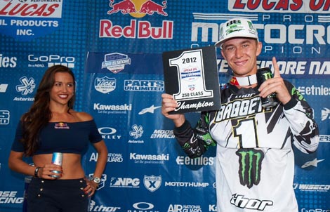 Am Ziel angekommen: Blake Baggett ist der 2012er AMA Motocross Champion der Klasse 250ccm.