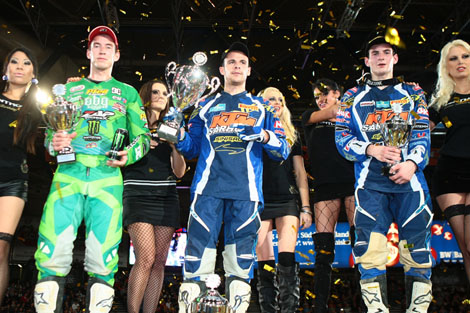 Die Top 3 der SX1-Klasse vom Samstag: Filip Neugebauer, König Florent Richier und Dennis Ullrich