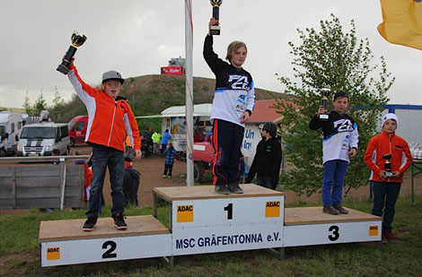 Das Tagespodium der Klasse DM65: Ben Hess (2.) Tagessieger John-Pascal Gieler und Nick Domann (3.)
