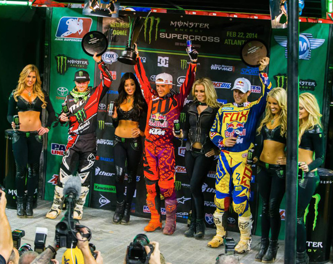 Das Podium der 450SX in Atlanta.