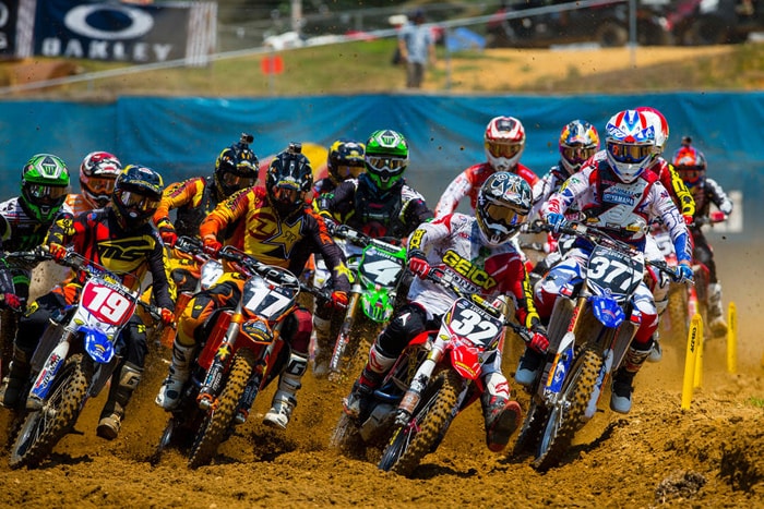 Start zum ersten 250er Moto: Jeremy Marin, Jason Anderson, Justin Bogle und Christophe Pourcel (v.l.)