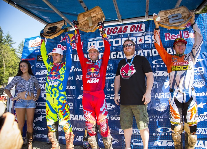 Das 450er Tagespodium des 2014er Washougal: Ken Roczen, Ryan Dungey und Eli Tomac (v.l.)