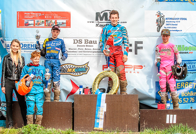 Die Top 4 des Tages in der DM85: Nicolai Skovbjerg, Valentin Kees, Cato Nickel und Paul Bloy (v.l.n.r.)