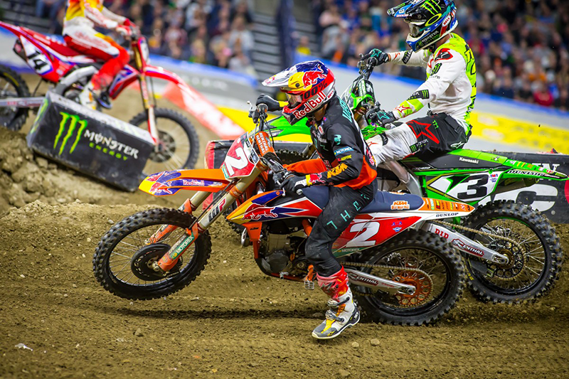 Im Duell um einen Podiumsplatz setzte sich Cooper Webb gegen Eli Tomac durch.