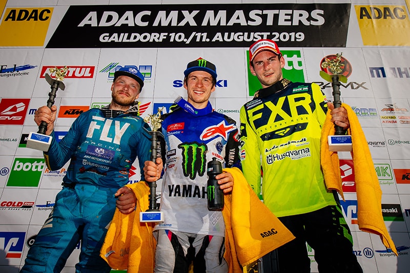 Das Masters-Tagespodium mit Tanel Leok, Jeremy Seewer und Denis Ullrich (v.l.) 