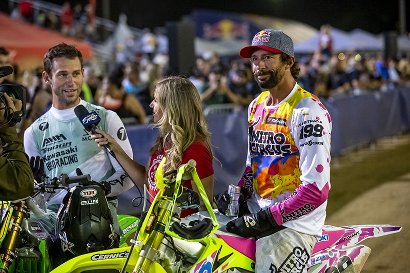 Im Duell der Hubraum-Protze setzte sich Tyler Bowers  (links) gegen Travis Pastrana durch.