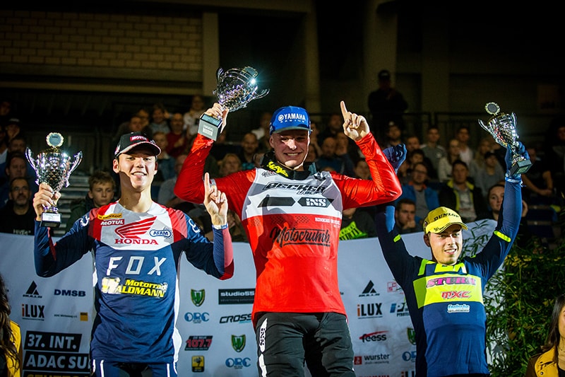 Siegerpodium der SX: Paul Haberland, Håkon Frederiksen und Prol Ormeno Xurxo (v.l.)